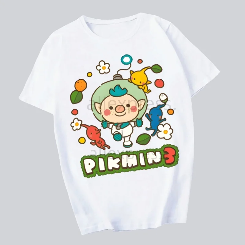 Pikmin imprimé t-shirt hommes rétro lavé hauts T-shirts Harajuku t-shirt Streetwear Hip Hop hommes T-shirts