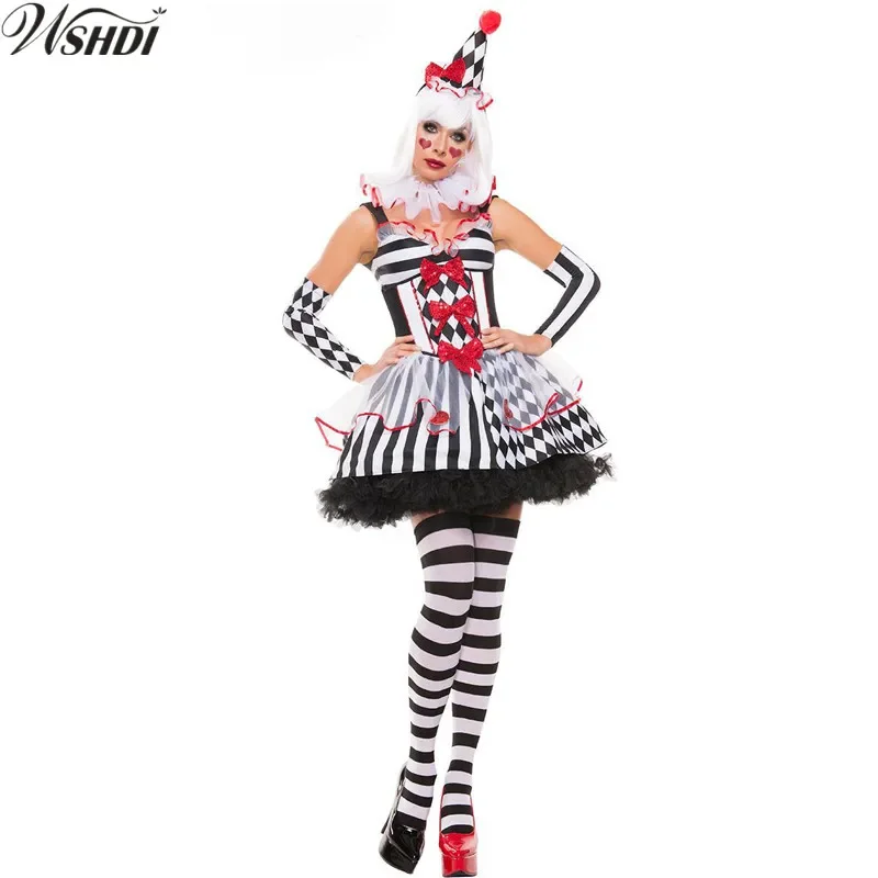 Robe de clown LYus drôle pour femmes adultes, costume de cosplay d'Halloween, carnaval