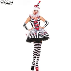 Nuove Donne Divertente Harley Quinn Costume Delle Donne di Età Clown del Circo Cosplay di Carnevale Costumi di Halloween Per Le Donne