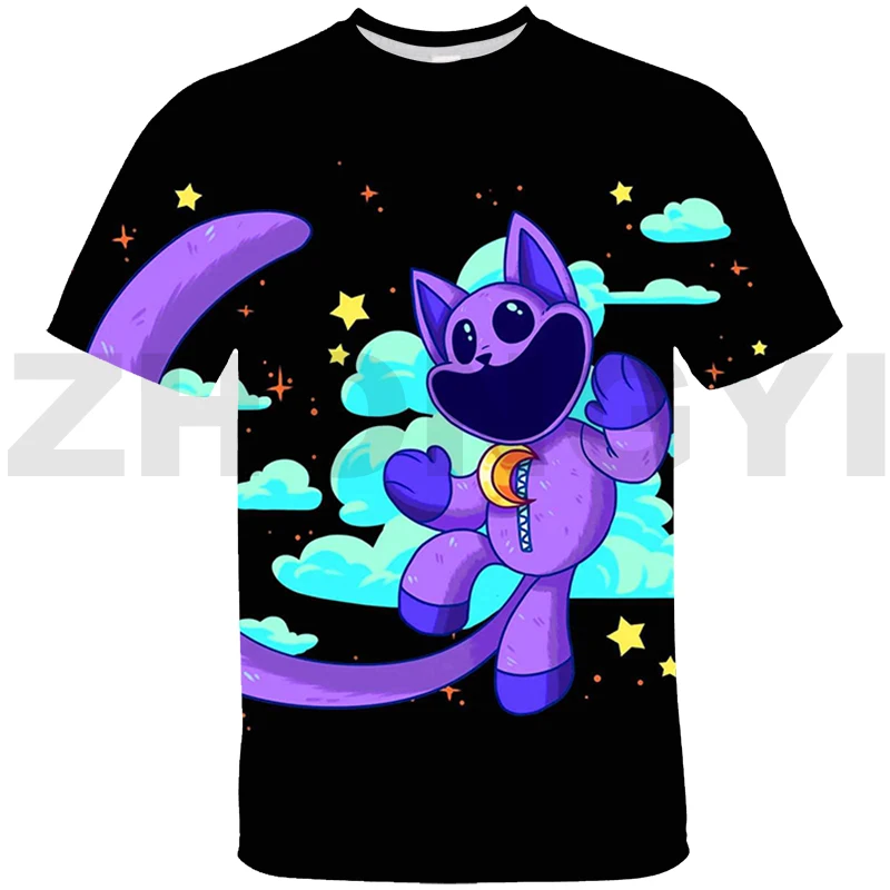 Summer Kids Smiling Critters 3D Print T Shirt Loose Short Sleeve Women Men Streetwear Kawaii Cartoon Tees Parent-child Wear Tops