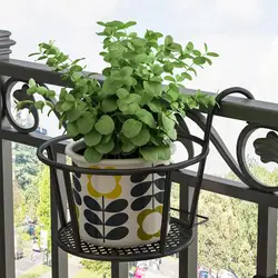 Iron Art Hanging Baskets Flower Pot Balcony  Plant Round Racks Railing Fence Outdoor Window Bonsai Stand Decoration