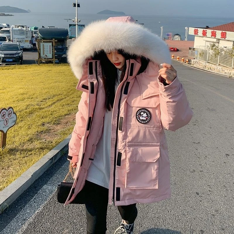 New Winter Down Cotton-padded Clothes Women's Medium and Long Ins Tide Tooling Student Explosion Cotton-padded Jacket Parkas