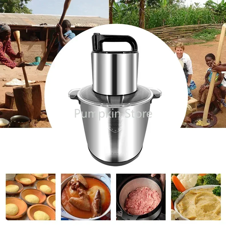 

12L Metal Fufu Machine Household Kitchen Food Mixer Vegetable Foufou Fruit Blender Mixing Tool EU UK Plug Large Capacity