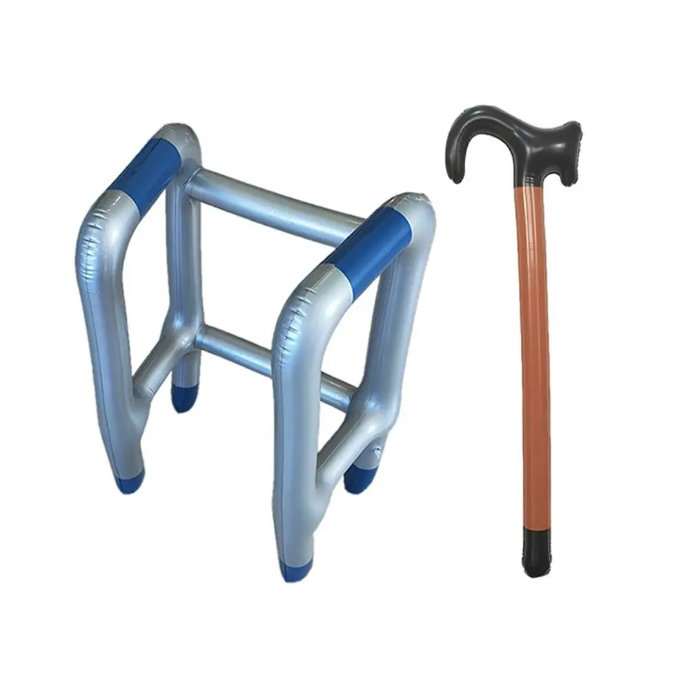 2 pezzi novità giocattoli gonfiabili Zimmer Frame Costume Party bastone da passeggio in PVC forniture cosplay vestire giocattolo gonfiare Prop