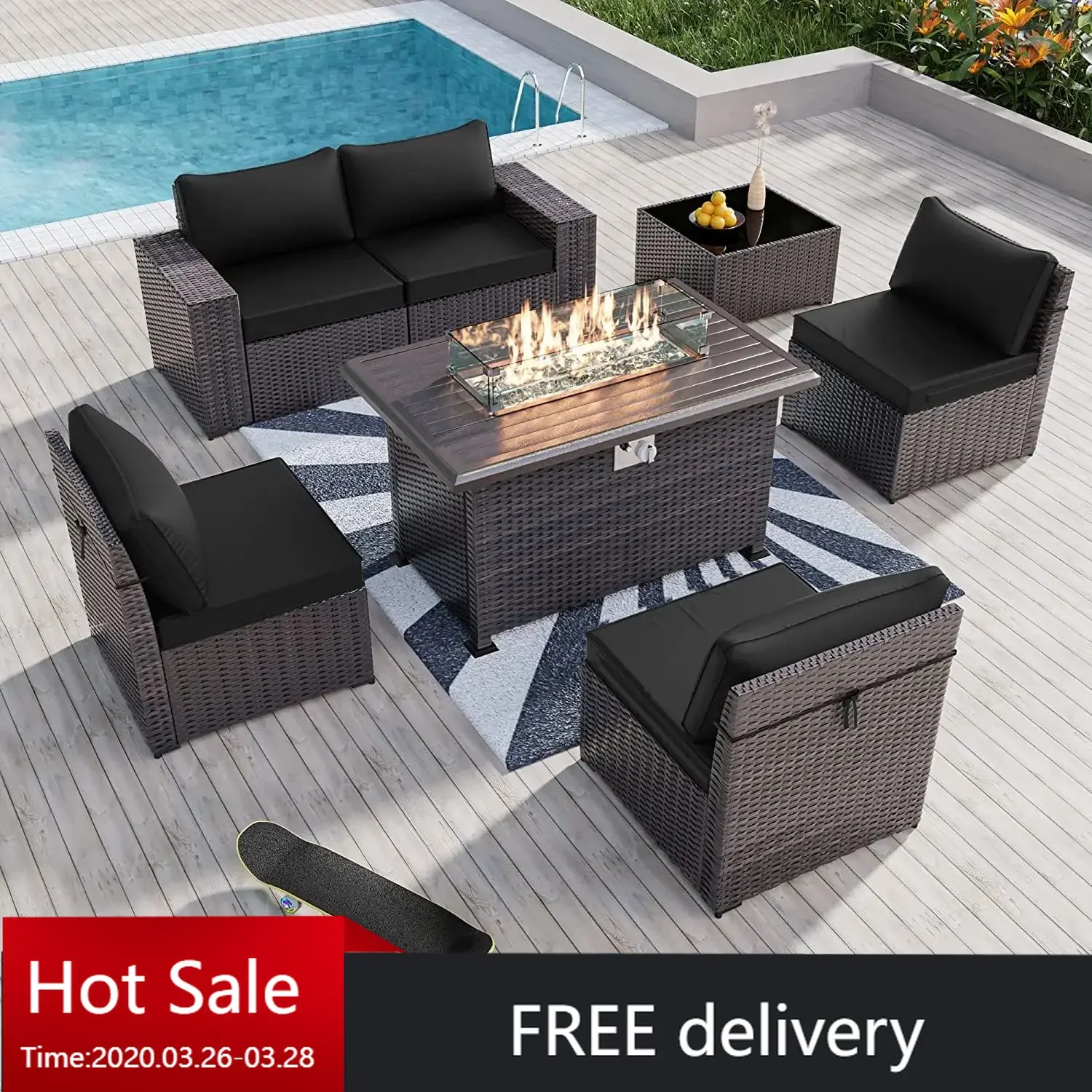 7 Pieces Outdoor Patio Furniture Set with 43