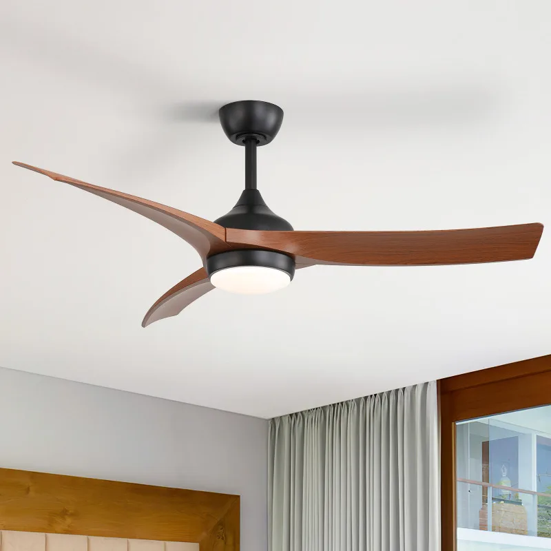 

Modern Flush Mount Ceiling Fan With Light 3 Wooden Blades Dimmable LED Quiet Reversible Motor Living Room Bedroom