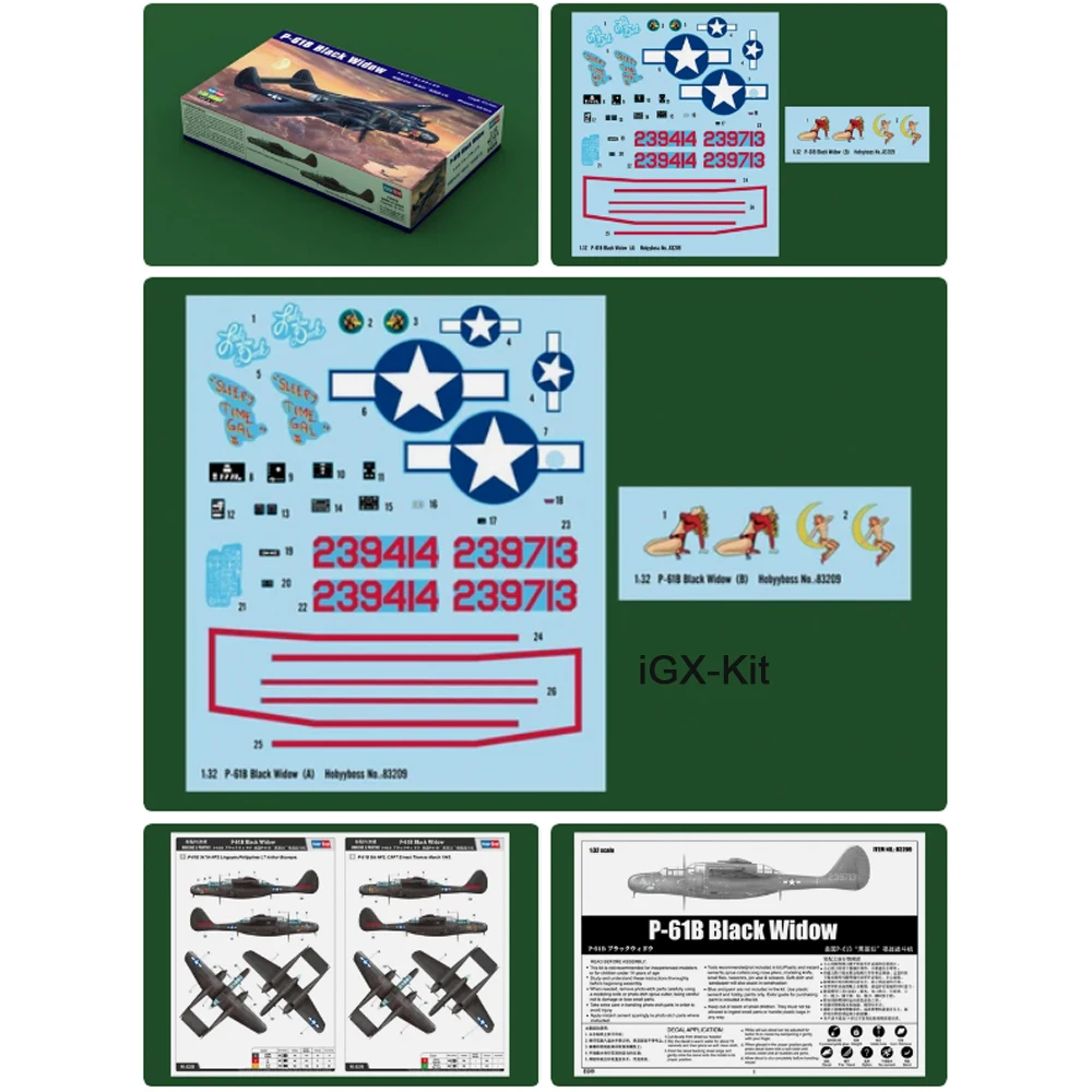 

Hobbyboss 83209 1/32 P-61B Black Widow: Коллекционная пластиковая сборная модель военного самолета для хобби и демонстрации