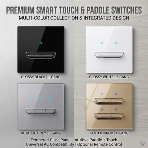 Glass Touch Switch Tempered Crystal Panel 1/2/3/4 Gang Wall Light Switches Sensitive LED Backlight Metal Push Button 110V 220V