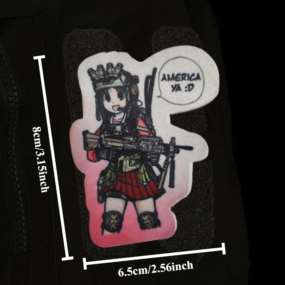 Anime Girl Tactische Patch Animatie Gedrukt Klittenband Patch Militaire Moreel Badge Kleding Rugzak Decoratieve Stickers