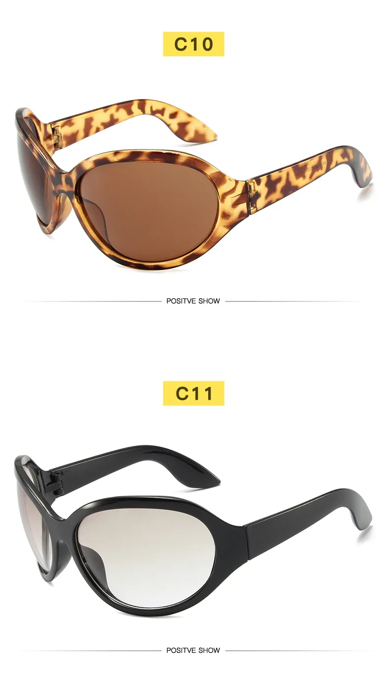 Übergroße Y2K-Sonnenbrille für Damen, trendig, großer Rahmen, Vintage-Sonnenbrille, modisch, futuristisch, Punk, Silbertöne, 2000er-Jahre – Detail 11