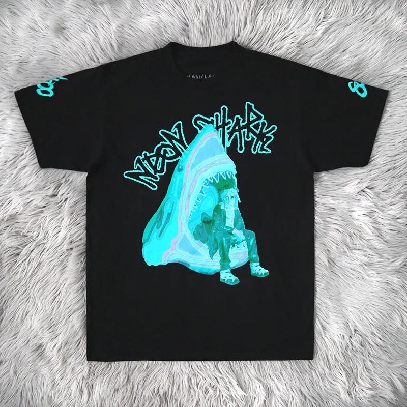 

Футболка Trippie Redd Neon Ark, флуоресцентная, с коротким рукавом, 3 расцветки, молодежный тренд, 100% хлопок, круглый вырез, стандартный крой