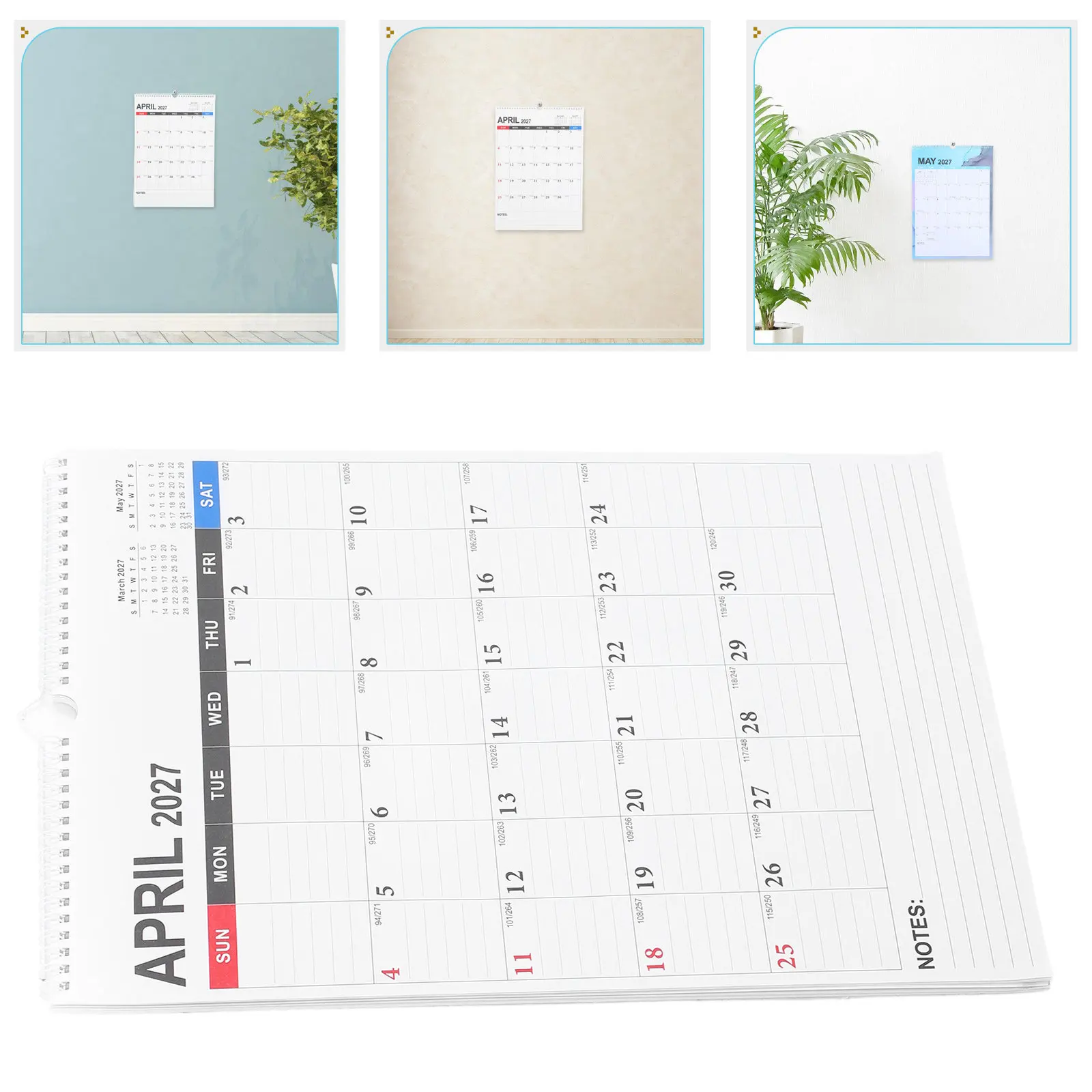 

2026 Wall Calendar with Monthly Layout English Yearly Planner for Task Management Family School and Office Organization