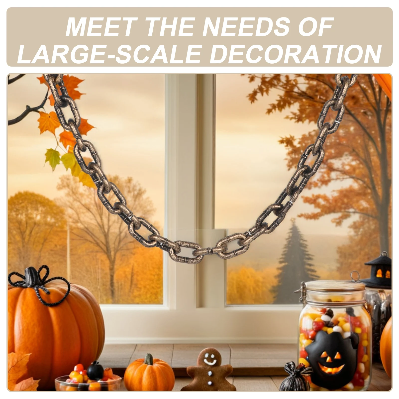 3 pçs correntes de plástico de halloween realista falso ferro olhar para casa assombrada cosplay decorações de festa adereços corrente de barreira de plástico