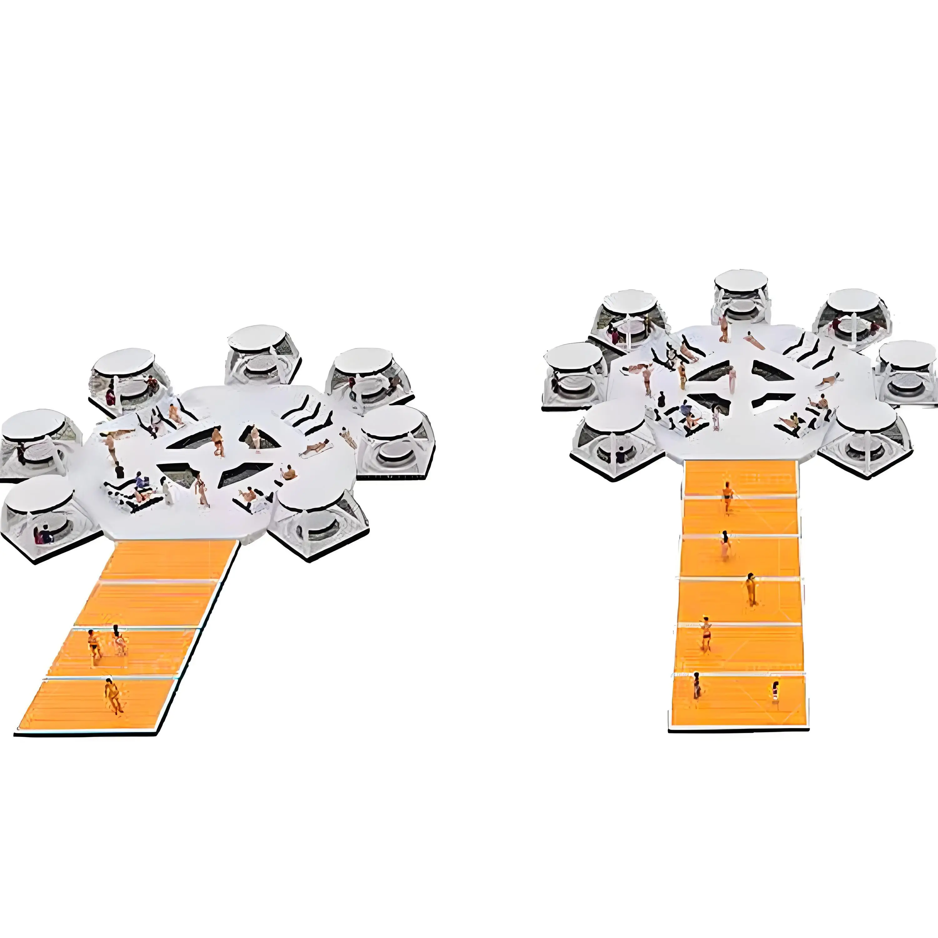 Summer Water Entertainment Inflatable Floating Island With Tent For Water Leisure Activity