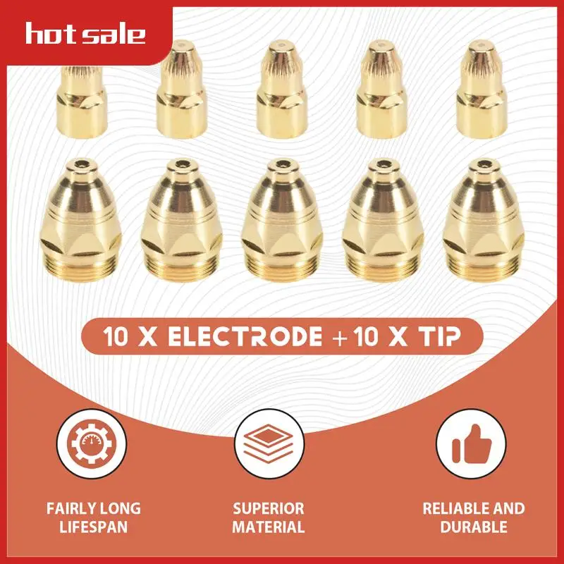 

A74I-10 Sets/Lot P80 Air Plasma Consumables Golden CNC Cutting Machine Plasma Cutter Nozzle Hafnium Electrode