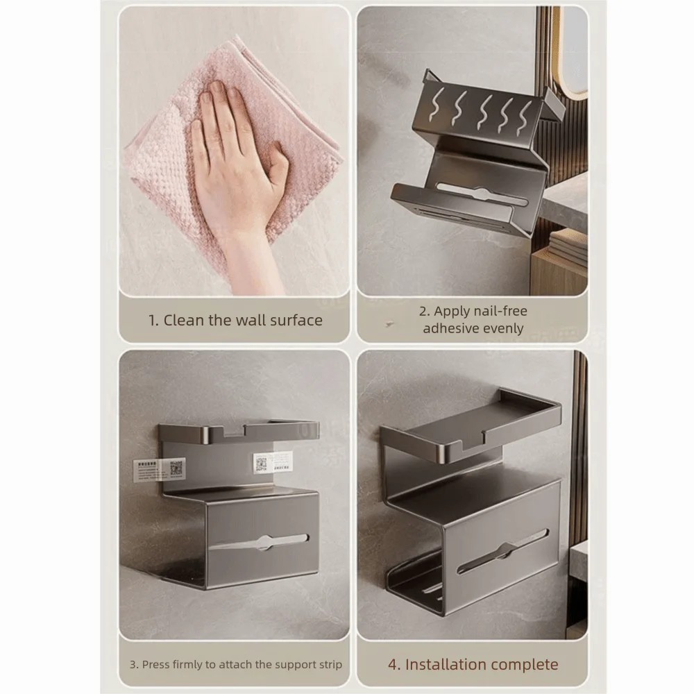 

Настенный держатель для туалетной бумаги, прочный, несущий, со стойкой для хранения, диспенсер для салфеток для ванной комнаты, 3 слоя