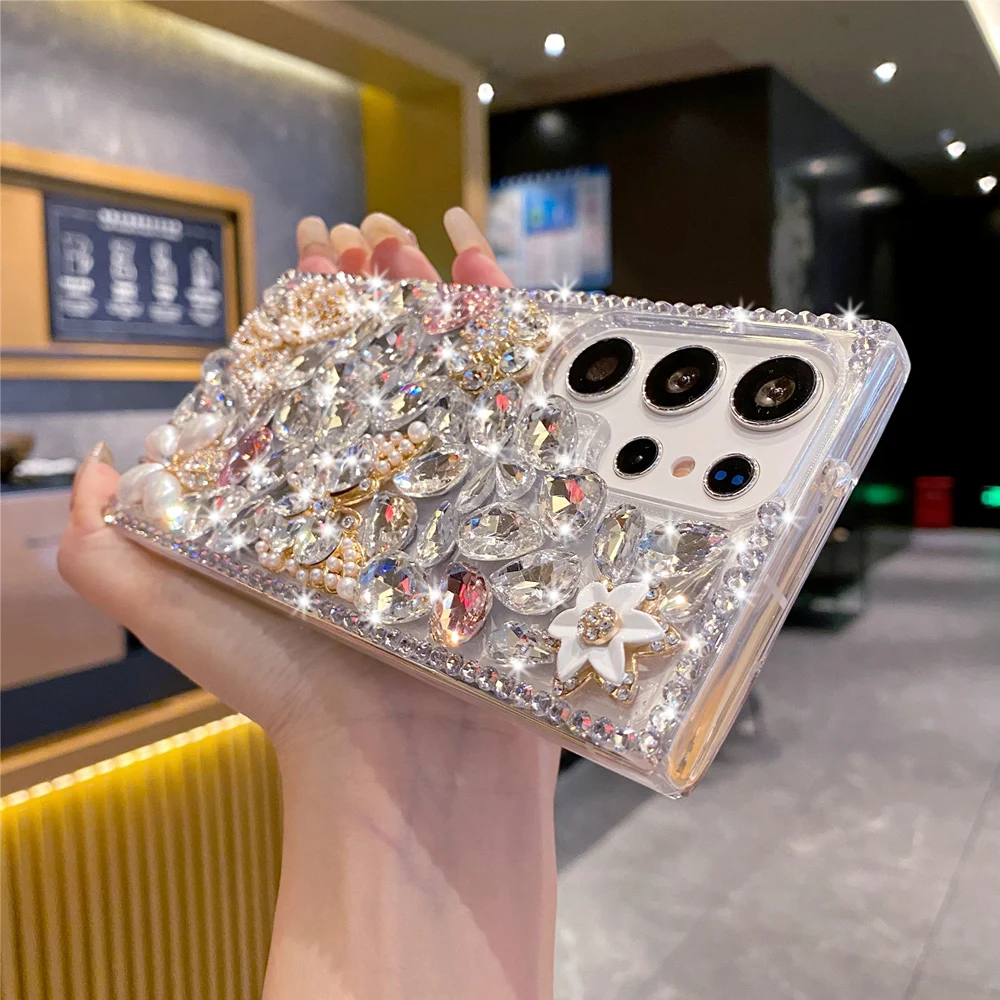 Etui Bling Butterfly Flower Case dla Samsung Galaxy S26 S25 Ultra S24 S23 S22 S21 Plus Note20 Glitter Rhinestone Silver Diamond Cover — zdjęcie produktu 5