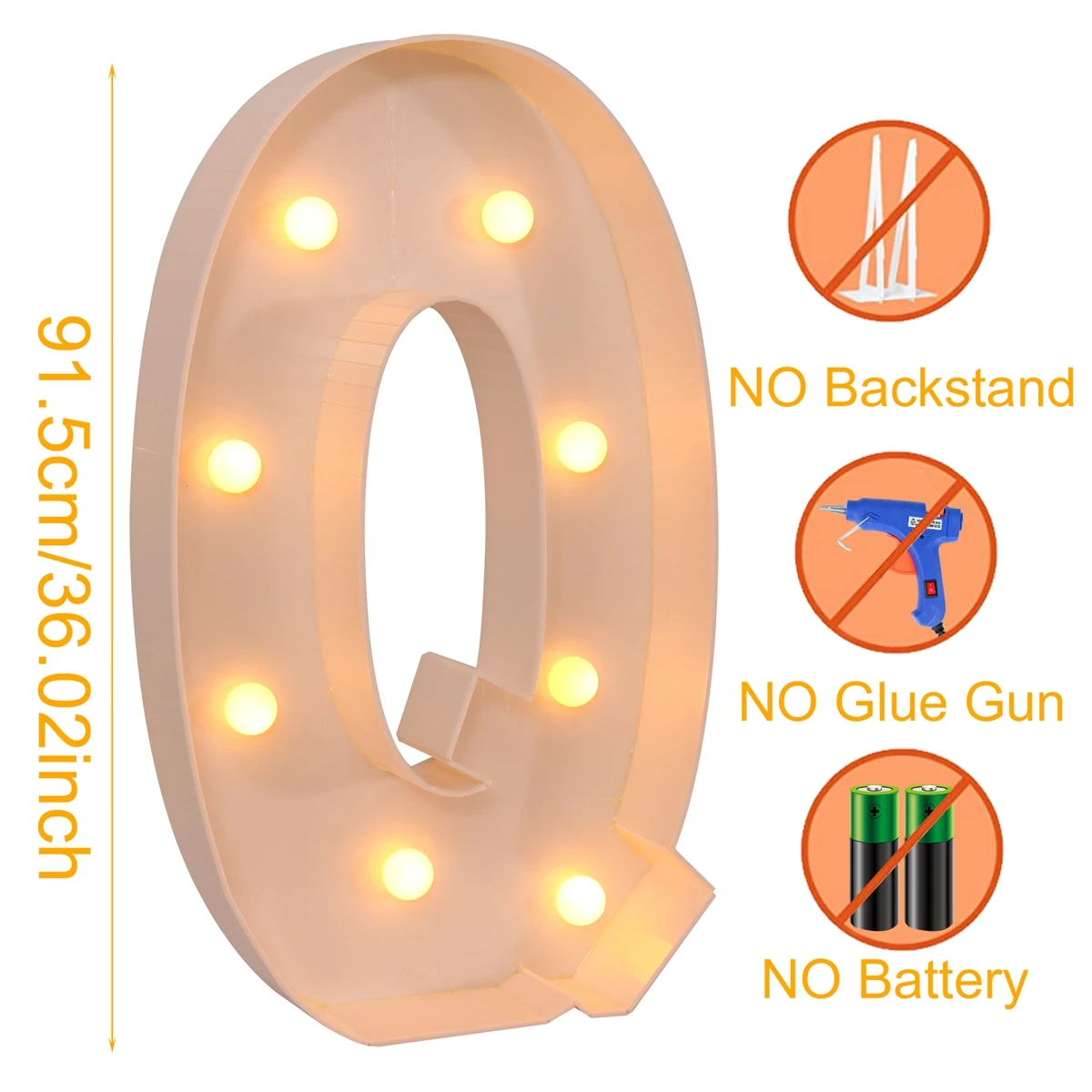 91,5 cm Warm Light Up Giant Letter Led Light Frame Box Ballonvuldoos met 10 lampen Verjaardag Bruiloft Kerst Decor Babyshower