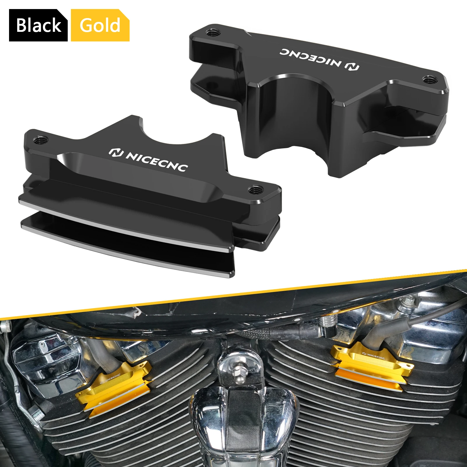 

2x Finned Spark Plug Covers for Harley Breakout Fat Boy Street Bob Fat Bob Low Rider Heritage Classic FXST FLSB FXDR Deluxe Slim