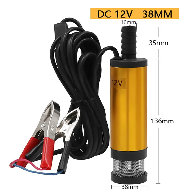 Portable Mini 12V 24V DC Electric Submersible Pump For Pumping Diesel Oil Water Aluminum Alloy Shell 12L/min Fuel Transfer Pump