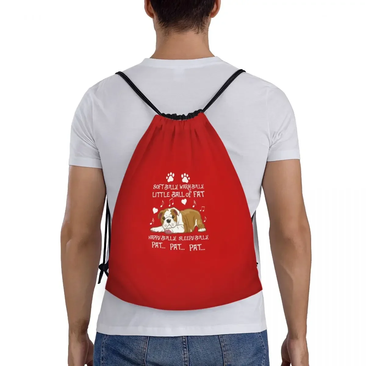 Mochila de cordão para homens e mulheres Saco de cordão portátil de ginástica bully quente bulldog engraçado animal de estimação, armazenamento de compras, mochilas, homens