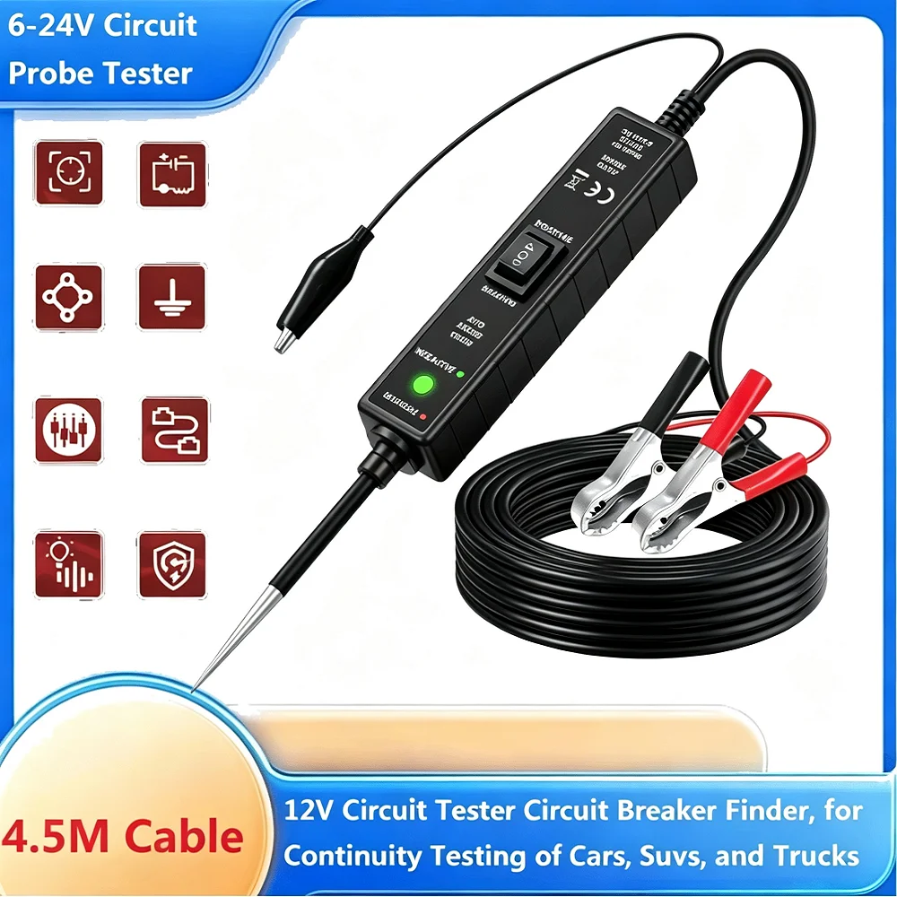 6V-24V Dc Multifunctional Automotive Electrical System Tester I Diagnostic Tool with Polarity, Circuit, Continuity, and Componen