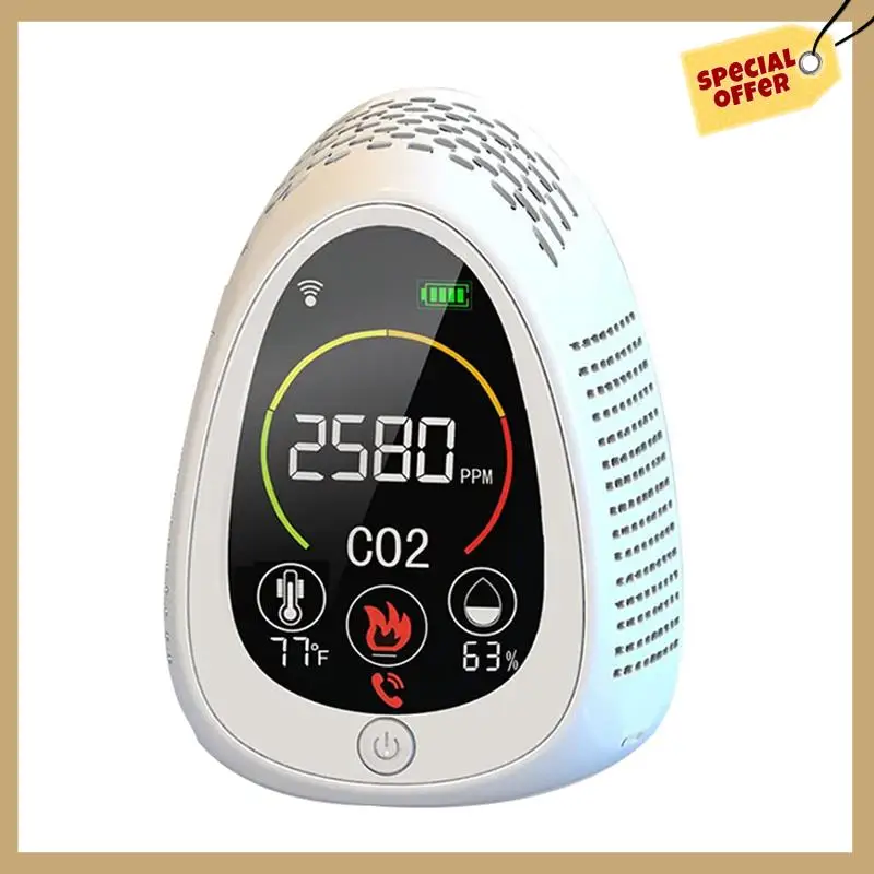 Монитор качества воздуха Tuya 5 в 1, фотоэлектрический детектор углекислого газа, пожарная сигнализация CO2, детектор температуры и влажности-WMAN