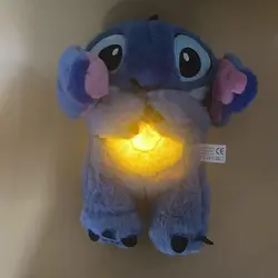 Stitch Disney Plush Doll Breath Child Peluche Lilo&stitch Kawaii Soothes Toy Anime Baby Music Light Sleep Toys Model Kid Gift