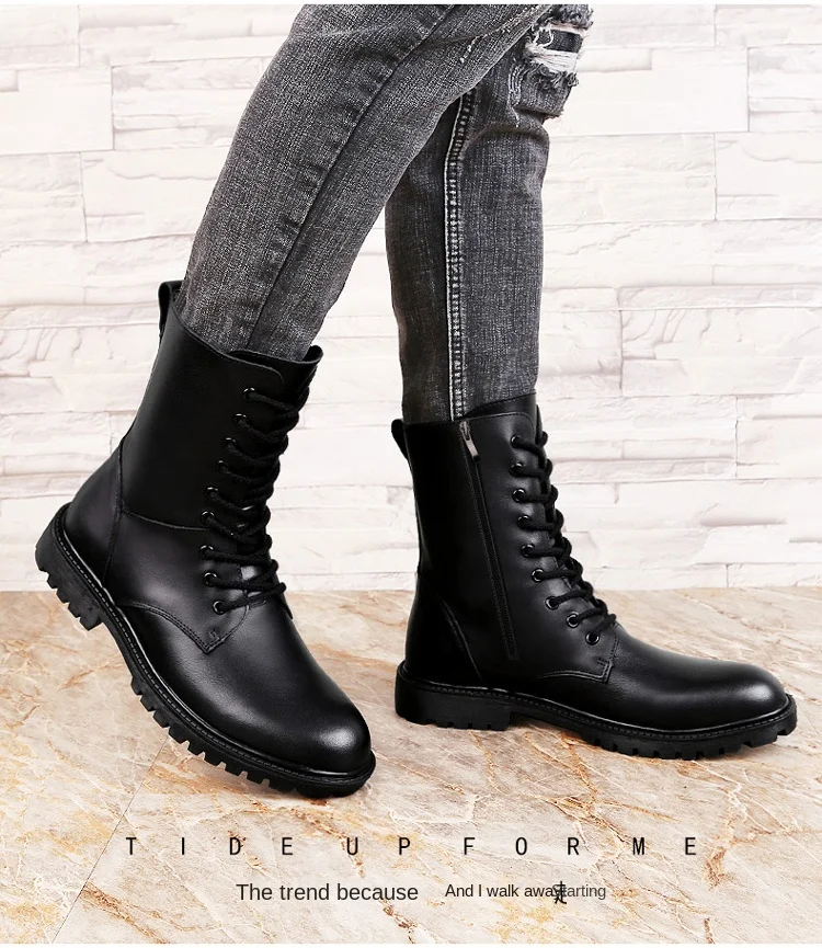 Winter New Men\'s Genuine Leather Boots Cold Resistant Cotton Boots Men\'s Outdoor Casual Boots Party Dress Boots Big Size：37-48