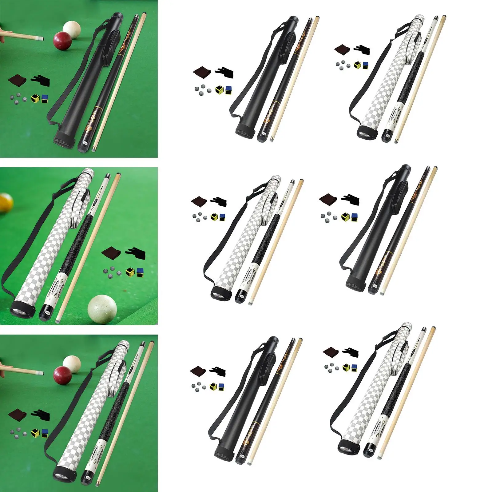 Pool Queue Stick Chinesisch Schwarz 8 Ball segmentiert mit Drei-Finger-Handschuh in voller Größe 57 "Holz Billard Queue für Männer Frauen Bars Club