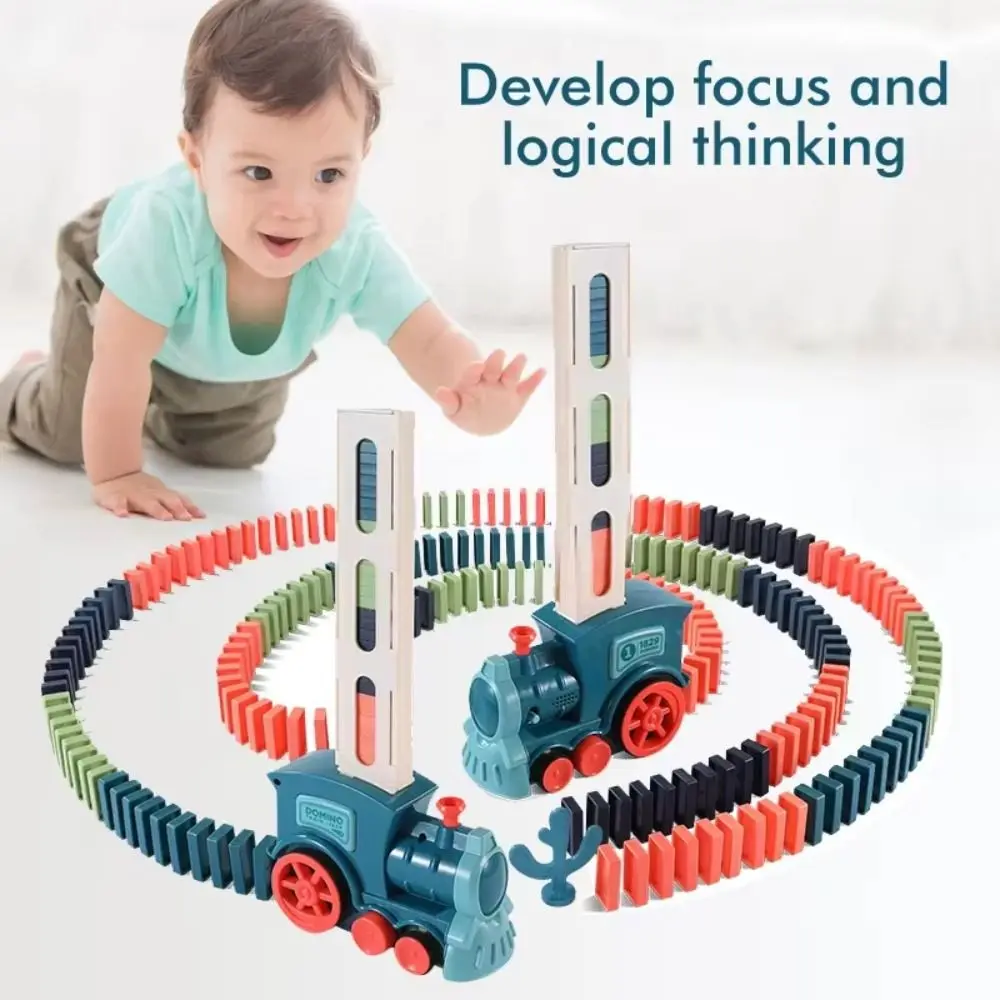 Geluid Licht Intelligent Kinderen Speelgoed Automatisch Legpuzzelblokken Domino Trein Kleine Trein DIY Educatieve Bouwstenen