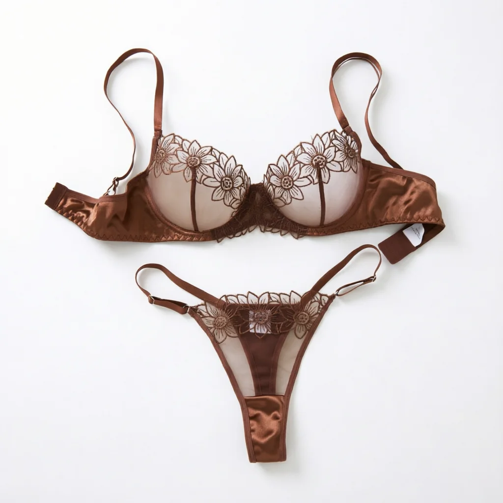 Lafis Conjunto de ropa interior para mujer con bordado floral sexy y seductor - Conjunto de sujetador y ropa interior sexy de dos piezas ZA825126