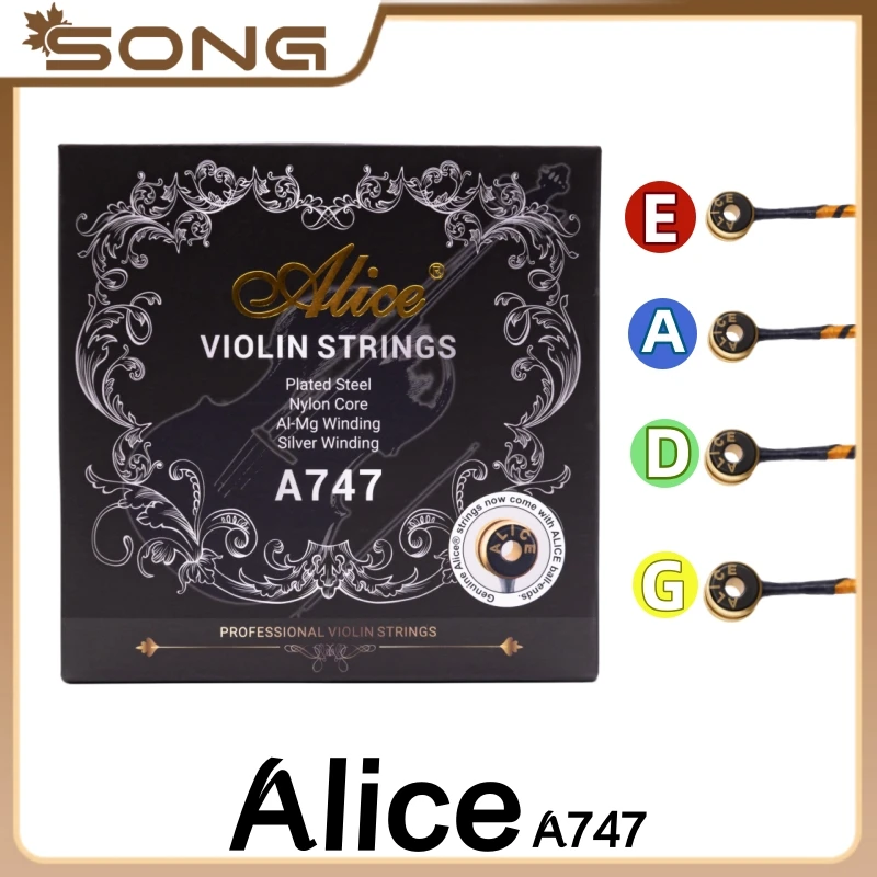 4/4 Violin Alice profession Strings A747 Nylon Core Alloy Windings Fiddle E-A-D-G High end  violinist String Accessories