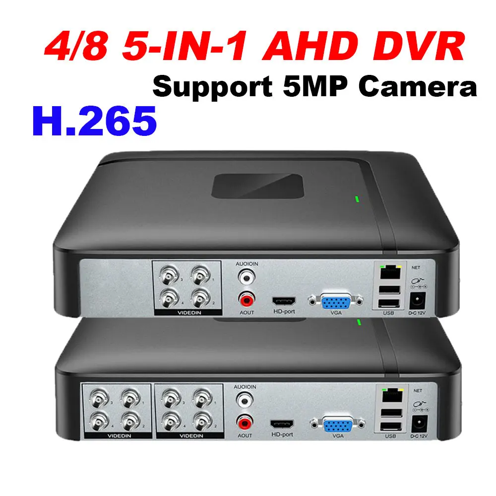 Perekam Video DVR 4CH 8CH 5MP 5 in 1 untuk kamera IP Analog kamera IP P2P NVR sistem CCTV Mini H.265