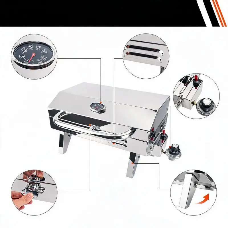 Portable Camping Gas Stove Outdoor Windproof Foldable BBQ Grill 3500W Piezo Ignition for Picnic Hiking Cooking