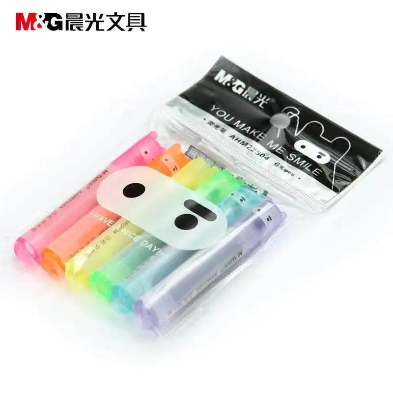 Marcador Resaltador M&G con Punta Angulada, Diseño en Colores Pastel, Doble Uso para Estudiantes y Oficina