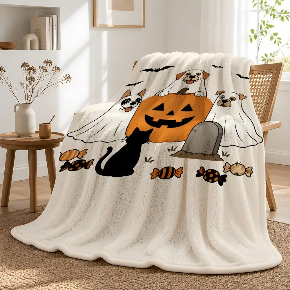 Halloween Ghost Dogs Boutique Inspired Premium Quality Artistic Compact Classic Apartment Living Throw