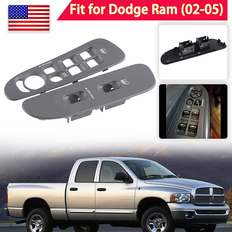 Gray Car Window Lift Switch Panel Trim Cover Decorative Stickers Kit Fit For Dodge Ram 1500 2500 2002-2005 Parts 5HZ72XDVAC LHD