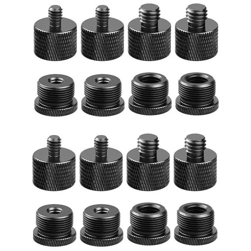 ABNR 16Pcs Set Mic Stand Thread Adapter Set Microphone Stand Fixing Screw 1/4,3/8 Male To 5/8 Female Adapter Transfer