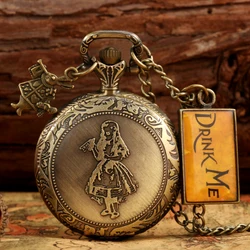 Relógio de bolso retro menina pingente de bronze rabbbit quartzo fob relógios presente para as mulheres miúdo colar corrente relógio numerais árabes reloje