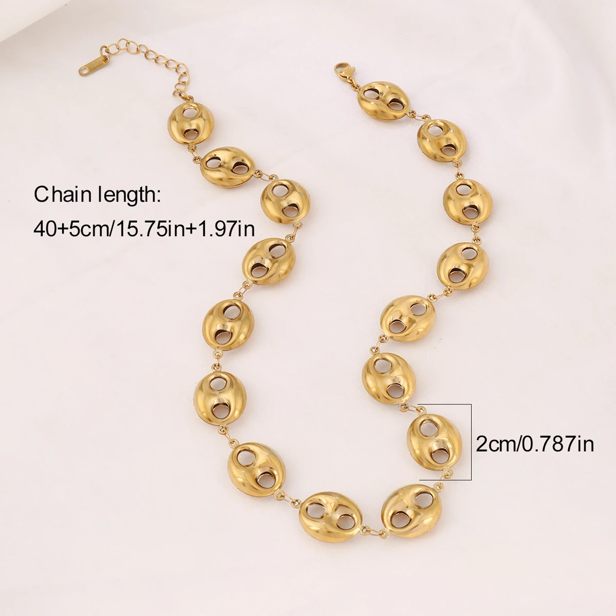 316L Stainless Steel Coffee Bean Chain Necklace For Women Fashion Gold Color Coffee Bean Charms Chain Necklaces Femme Jewelry view 6