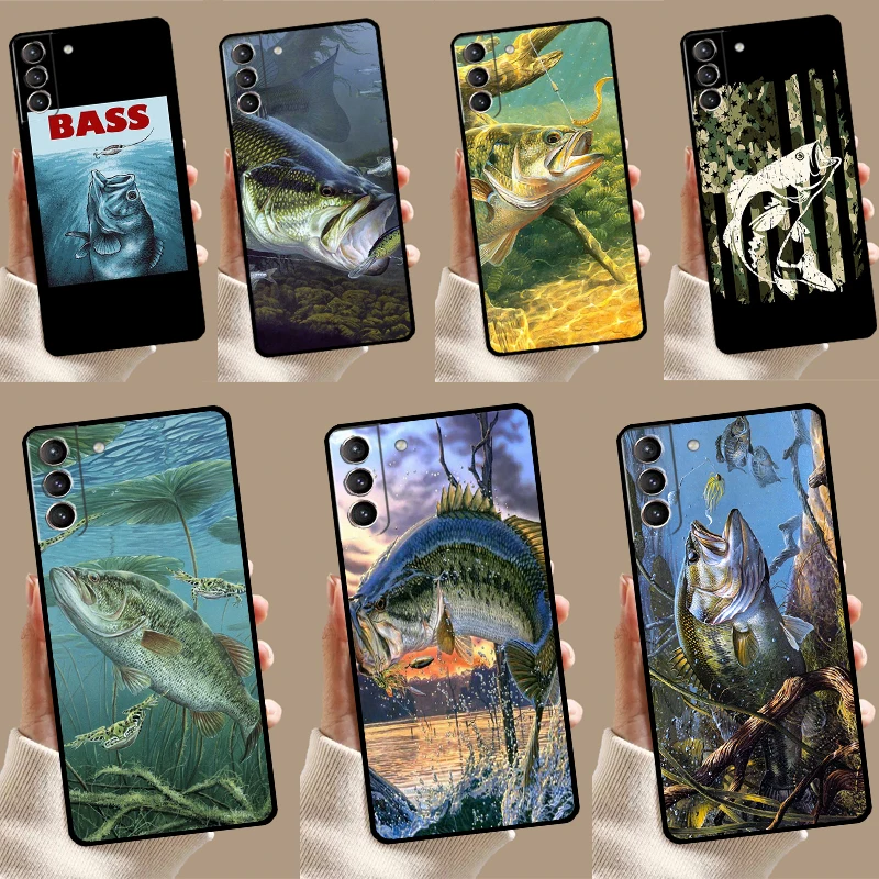 Bass Fishing Lake Fisherman Case For Samsung Galaxy S23 S24 Ultra S8 S9 S10 S22 Plus Note 10 20 Ultra S20 S21 FE Cover