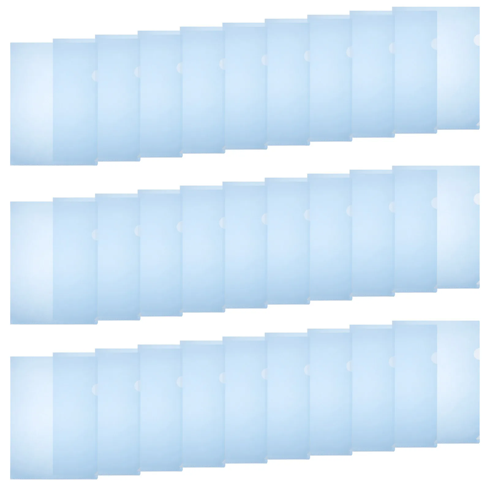 30Pcs A4 Transparent Plastic File Folder L Shape Semi Circular Opening for Office School Home Document Organization Easy Access