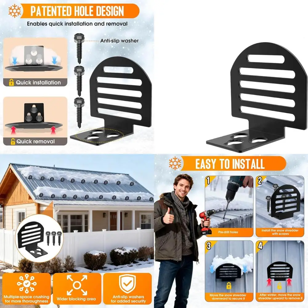 

20 шт. металлических защитных решеток от снега для крыши - черные многоразовые стопоры для снега и льда