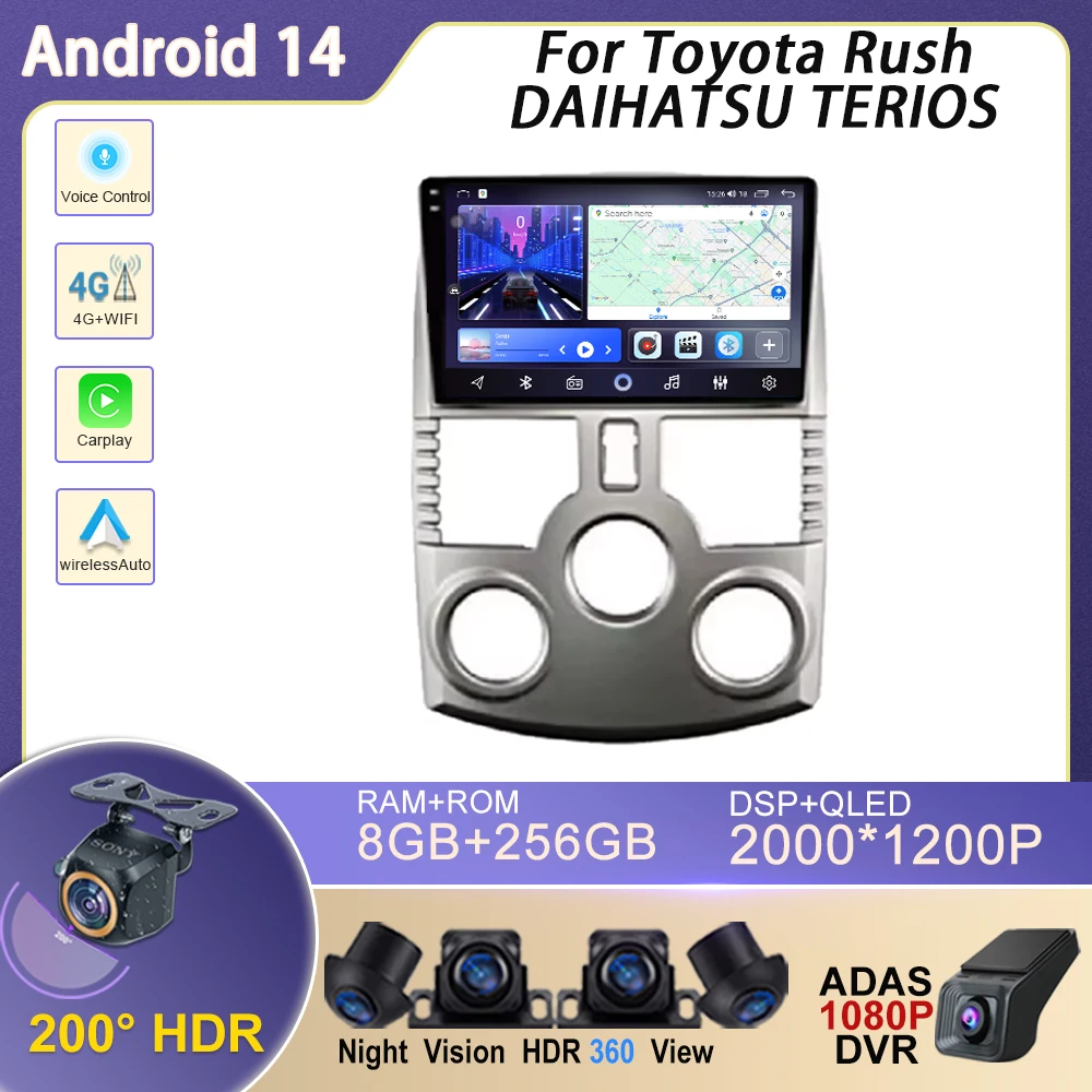 

Car Radio For Toyota Rush DAIHATSU TERIOS Android Auto Multimedia Video Player Navigation GPS 4G WIFI BT RDS Touch Screen