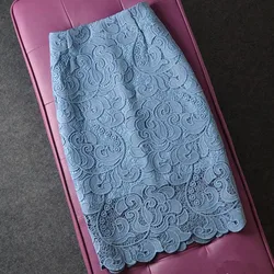 New Arrival Women Fashion Pencil pencil Skirts Lace Water soluble flower High Waist Office Skirts