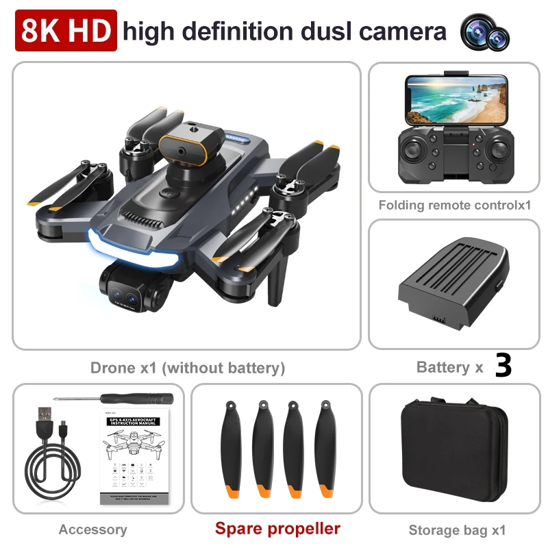 A14 Pro Max Brushless GPS Rc Drone 8k Pixels 4k Hd Dual Camera Rc Airplane 360 ° All-round Laser Obstacle Avoidance Mini Drone