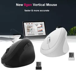 Wireless Vertical Mouse USB Computer Ergonomic Desktop Mause 1600DPI 4 Button LED Upright Mice for PC Laptop Office Windoes Home