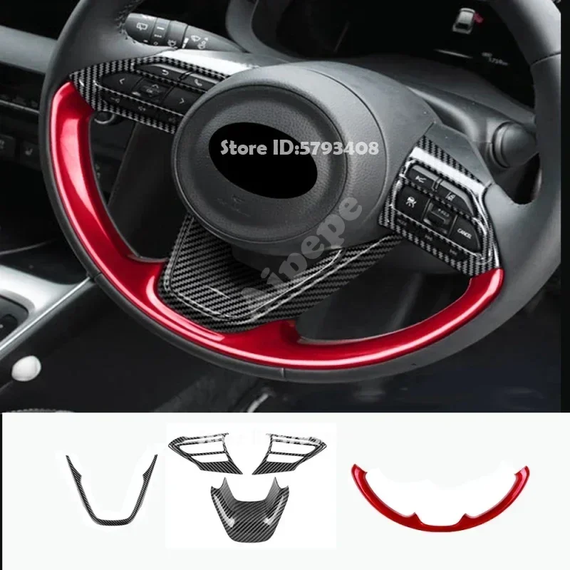 For Toyota Yaris Yaris Cross Aqua Sienta 2020 2021 2022 ABS Red Black Carbon Fiber Car Steering Wheel Decoration Cover Stickers image 3