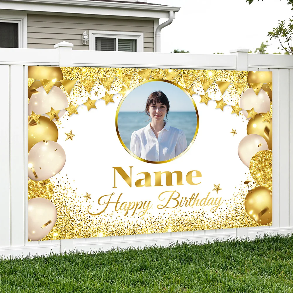 اسم الصورة المخصصة خلفية عيد الميلاد خلفية سوداء وذهبية لافتة شخصية مع أضواء لامعة لتزيين جدران الحفلات